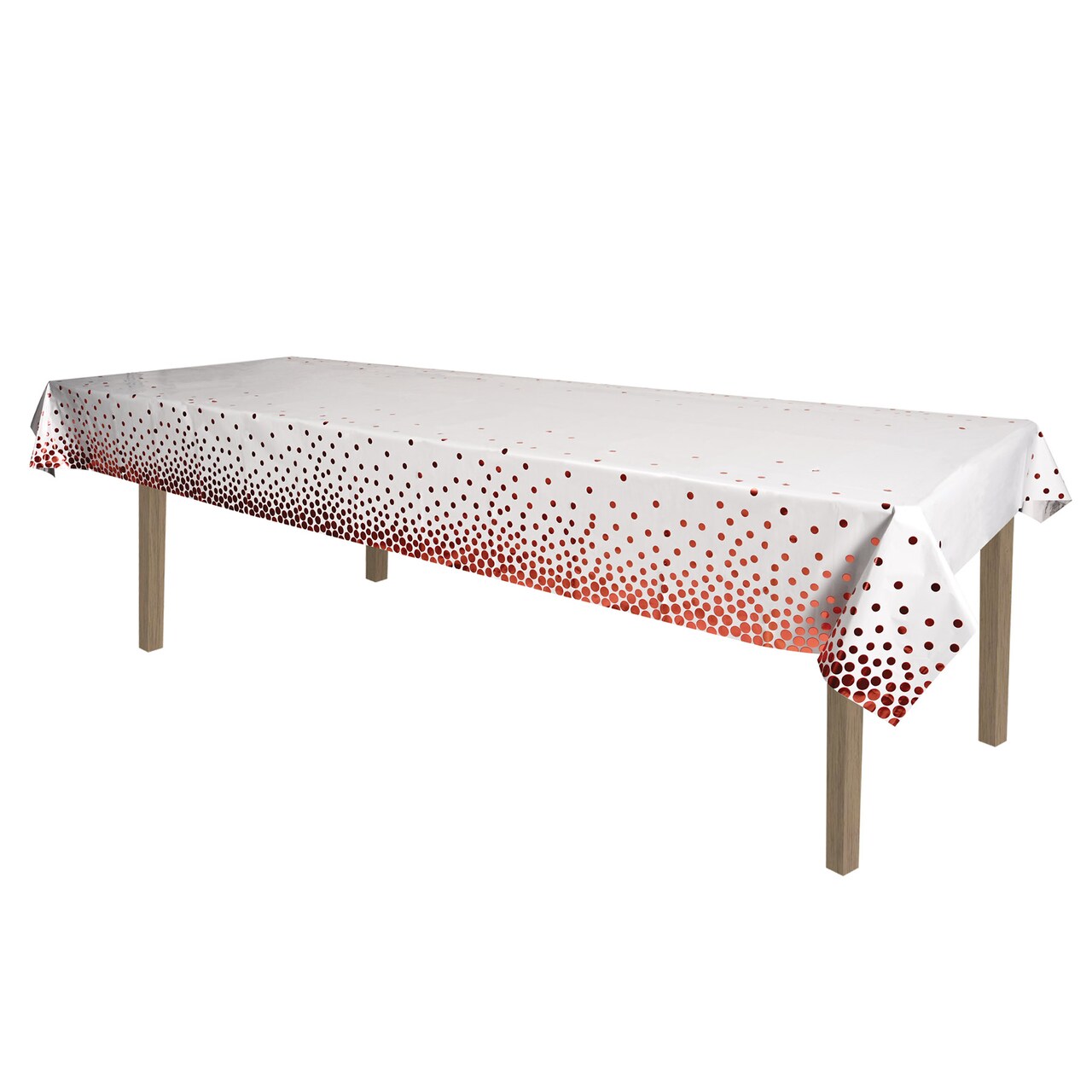 Beistle 54in. x 108in. Rose Gold Metallic Polka Dots Tablecover - 12 Pack
